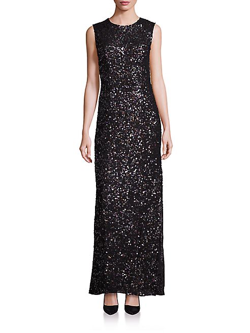 Laundry by Shelli Segal - PLATINUM Sequin Cutout Gown