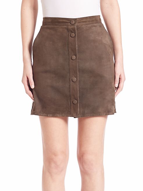 Helmut Lang - Suede Button-Down Skirt