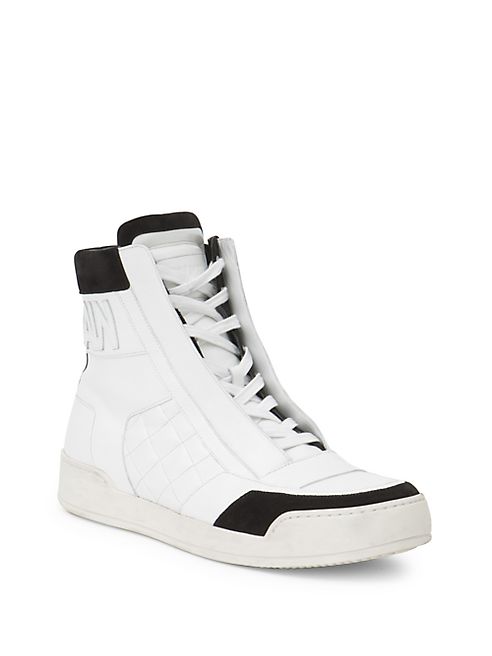 Balmain - Signature Logo Leather & Suede High-Top Sneakers