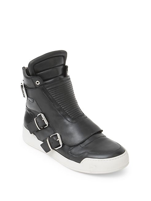 Balmain - Quilted Leather High-Top Sneakers