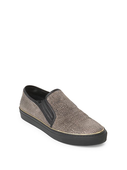 Balmain - Textured Leather Slip-Ons