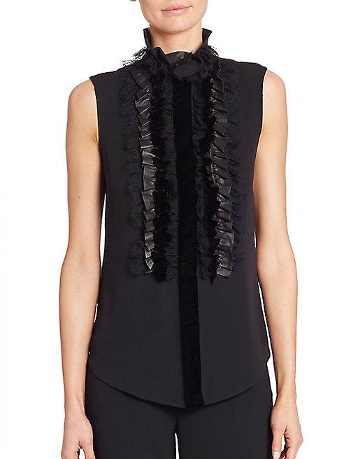 Ralph Lauren Collection - Adeena Ruffle-Bib Silk Blouse