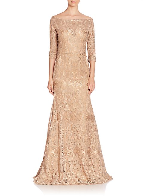 Jovani - Fit-&-Flare Embroidered Gown