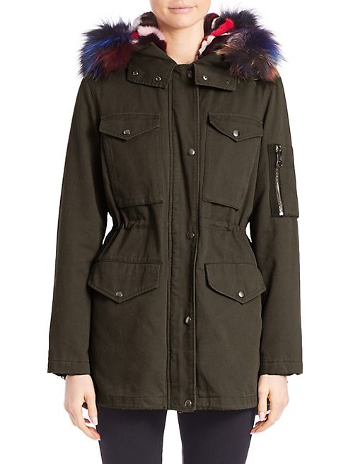 Jocelyn - Two-In-One Military Jacket & Fur Vest