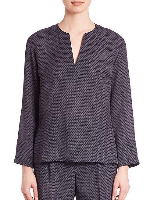 Vince - Silk Split Neckline Blouse