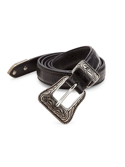 Saint Laurent - Engraved Buckle Leather Belt