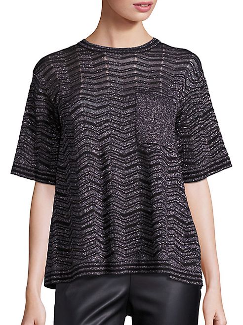 M Missoni - Metallic Zigzag Striped Top