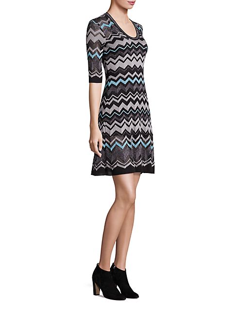 M Missoni - Metallic Zigzag Striped Dress