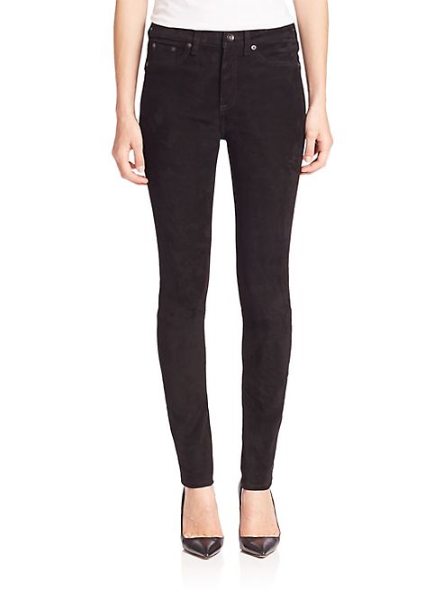 rag & bone/JEAN - Five-Pocket Suede High Rise Skinny Pants