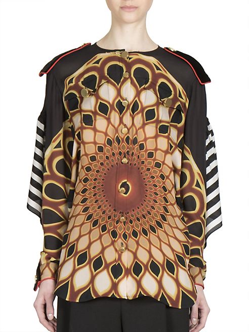 Givenchy - Open-Back Optical Printed Silk Top