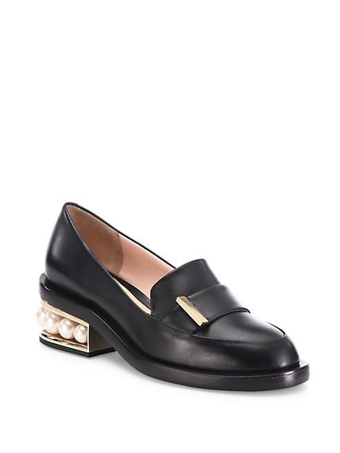 Nicholas Kirkwood - Casati Pearly Heel Leather Loafers