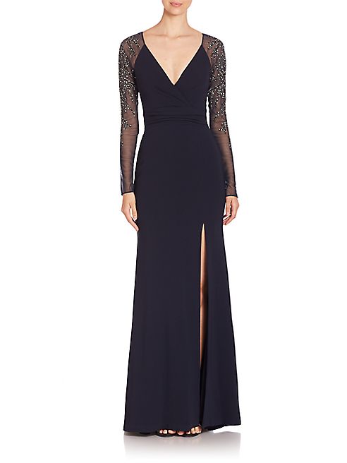 Pamella, Pamella Roland - Long Sleeve Floor-Length Gown