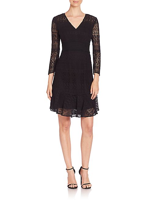 Shoshanna - V-Neck Cotton Lace Dress