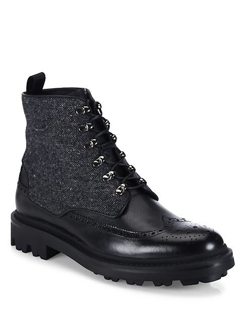 Giorgio Armani - Mixed-Media Wingtip Leather Boots