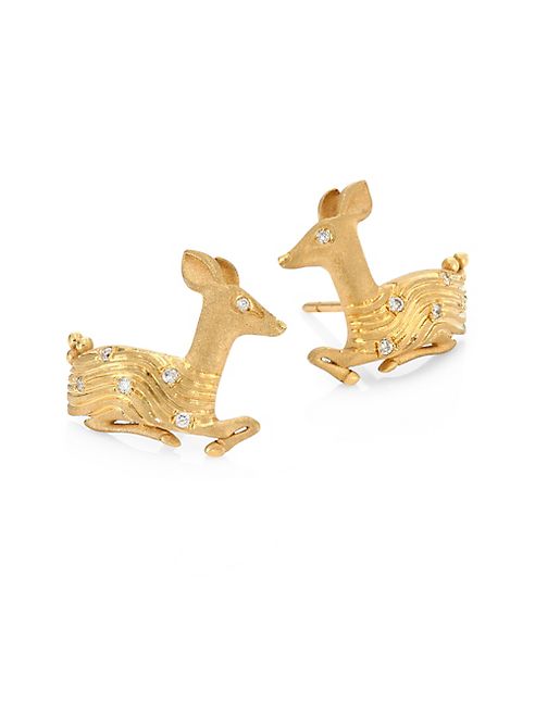 Temple St. Clair - Deer Diamond & 18K Yellow Gold Stud Earrings