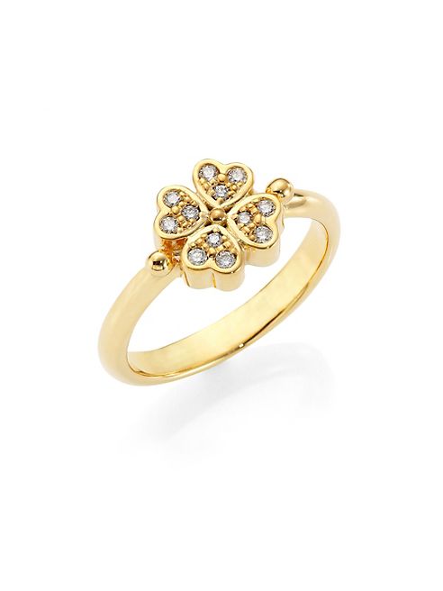 Temple St. Clair - Mini Clover Diamond & 18K Yellow Gold Ring