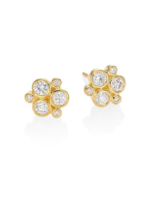 Temple St. Clair - Classic Trio Diamond & 18K Yellow Gold Stud Earrings