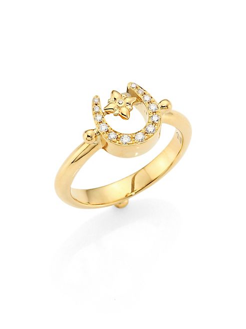 Temple St. Clair - Mini Horseshoe Diamond & 18K Yellow Gold Ring