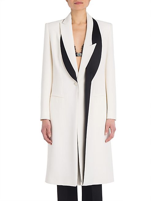 Alexander McQueen - Two-Tone Leaf Crepe Long Jacket