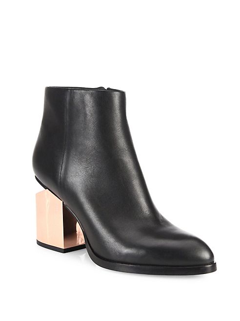 Alexander Wang - Gabi Metallic Block Heel Leather Booties