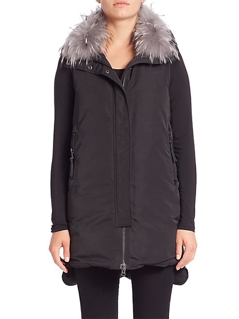 Derek Lam 10 Crosby - Fox Fur-Trim Hi-Lo Down Vest