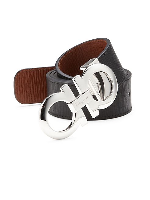 Salvatore Ferragamo - Textured Leather Double Gancini Buckle