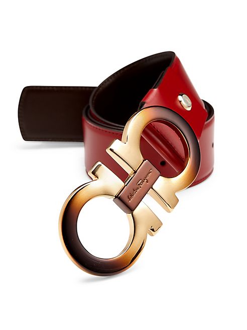 Salvatore Ferragamo - Coated Brass Buckle Leather Belt