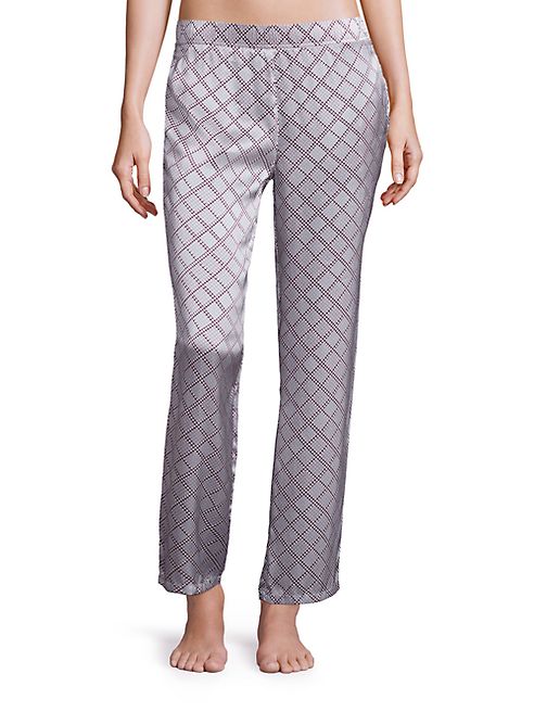 Asceno - Sky Grey Check Silk Pajama Pants