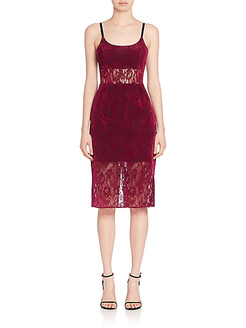 ABS - Sheer Panel Lace Sheath Dress