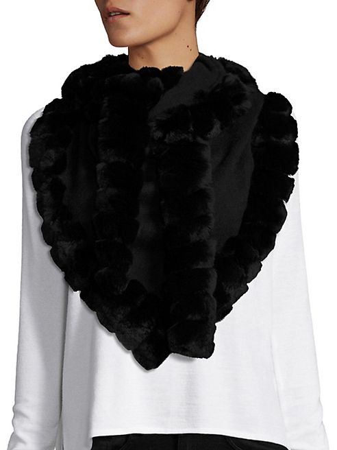 Glamourpuss - Bohemian Rabbit Fur-Trimmed Scarf