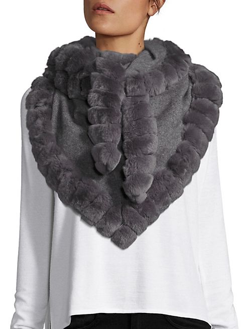 Glamourpuss - Bohemian Rabbit Fur-Trimmed Scarf