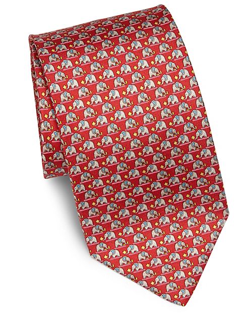 Salvatore Ferragamo - Elephant Print Silk Tie