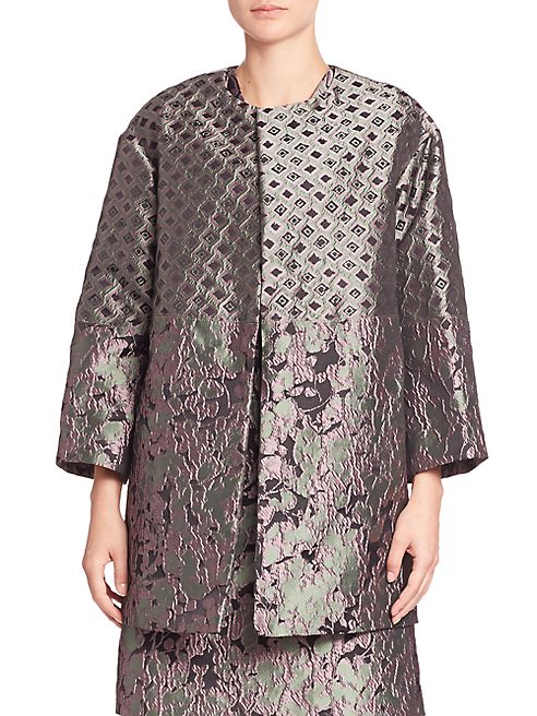 Josie Natori - Mixed Print Jacquard Coat