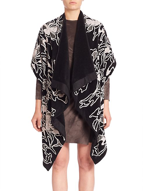 Josie Natori - Pony Embroidered Draped Cardigan