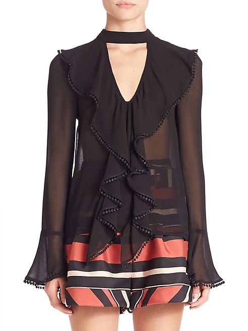 NICHOLAS - Frill Cut Out Silk Top