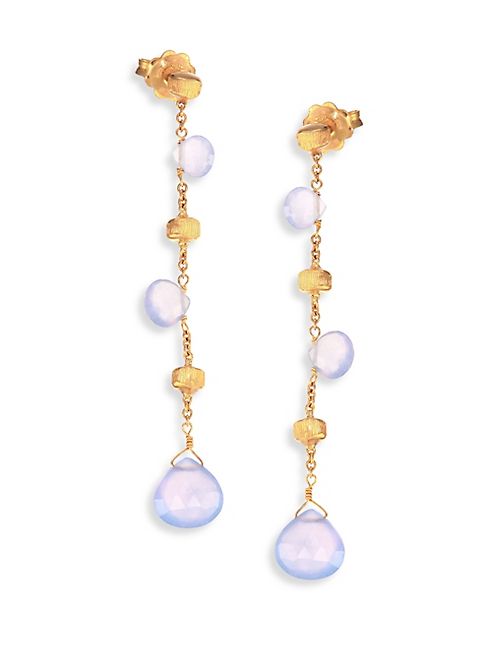 Marco Bicego - Paradise Chalcedony & 18K Yellow Gold Long Drop Earrings