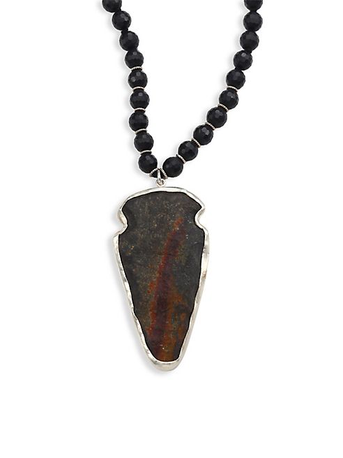 Chan Luu - Matte Onyx & Sterling Silver Arrowhead Necklace