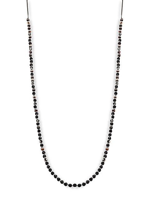 Chan Luu - Onyx, Tibetan Agate & Crystal Beaded Necklace