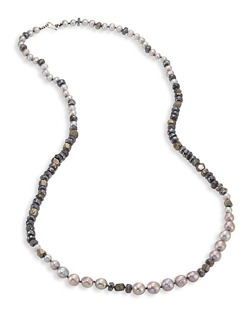 Chan Luu - 6-10MM Pearl, Pyrite & Mystic Lab Strand Necklace