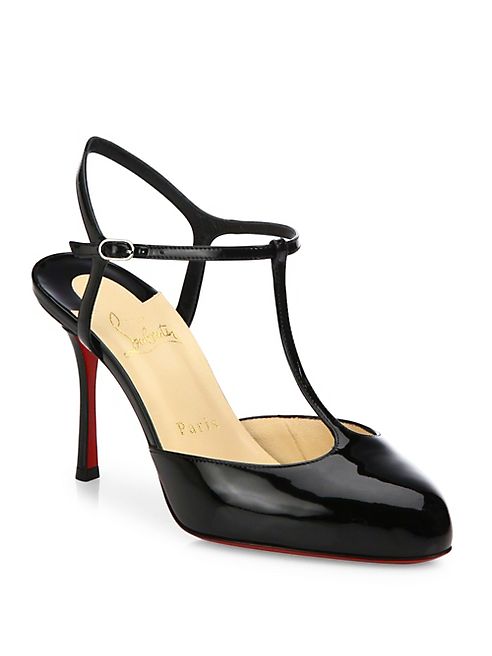 Christian Louboutin - Me Pam 85 Patent Leather T-Strap Pumps