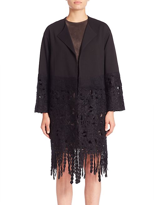 Josie Natori - Macrame Panel Coat