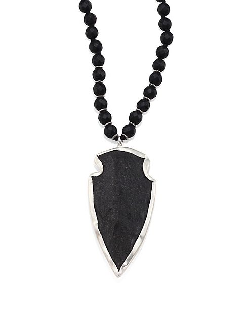 Chan Luu - Labradorite Beaded Arrowhead Pendant Necklace