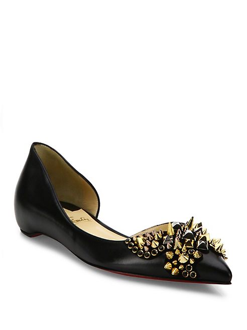 Christian Louboutin - Farfaclou Spikes Leather d'Orsay Flats