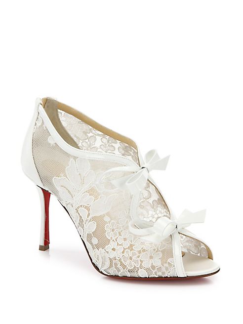 Christian Louboutin - Empira 85 Lace Peep Toe Pumps