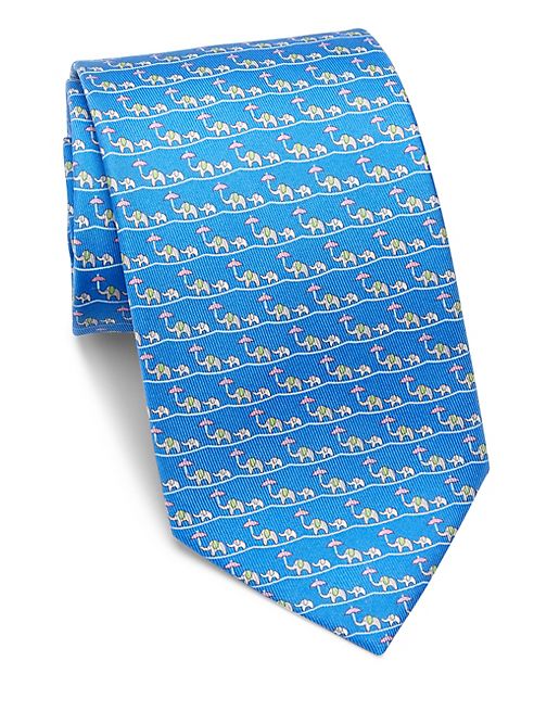 Salvatore Ferragamo - Elephants with Umbrella Silk Tie