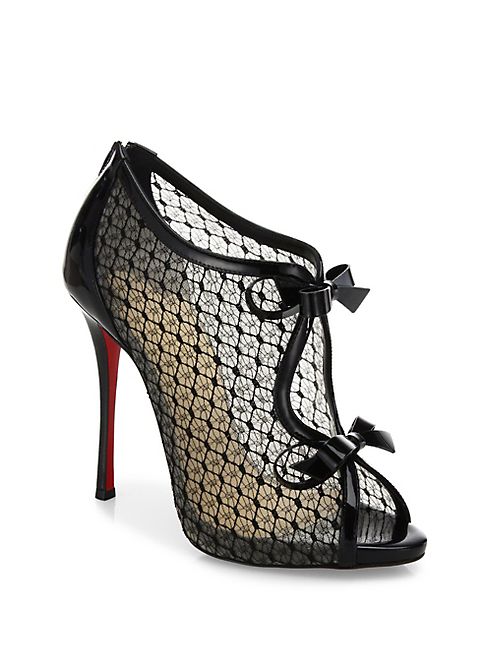 Christian Louboutin - Empiralta 120 Lace Bow Peep Toe Booties