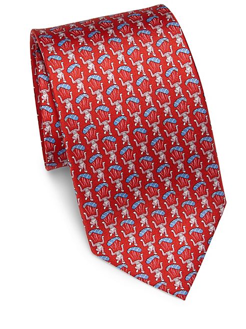 Salvatore Ferragamo - Bear in Parachute Printed Silk Tie