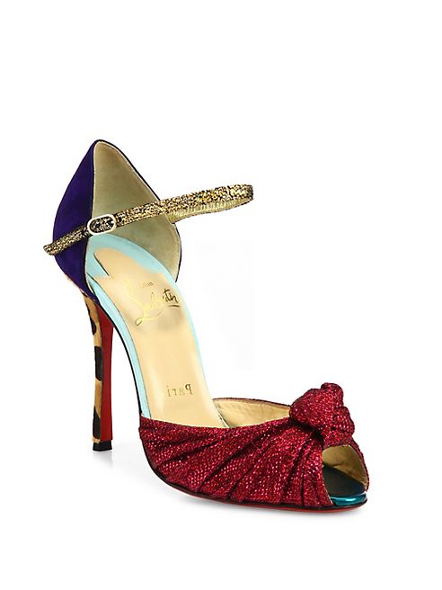 Christian Louboutin - Marchavekel 100 Glitter, Suede & Calf Hair Sandals