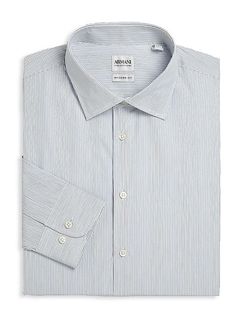 Armani Collezioni - Modern-Fit Striped Dress Shirt