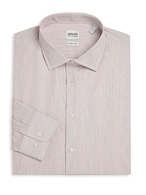 Armani Collezioni - Modern-Fit Thin Striped Dress Shirt